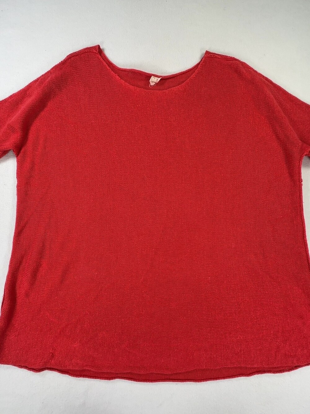 Eileen Fisher Short Sleeve Pullover Sweater 100% Hemp Red Women's Size XL